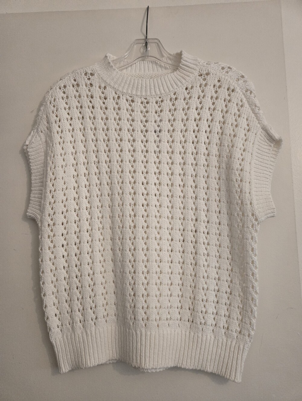 LOFT White/Beige Open-Knit Crewneck Sweater Shell. Never Worn.